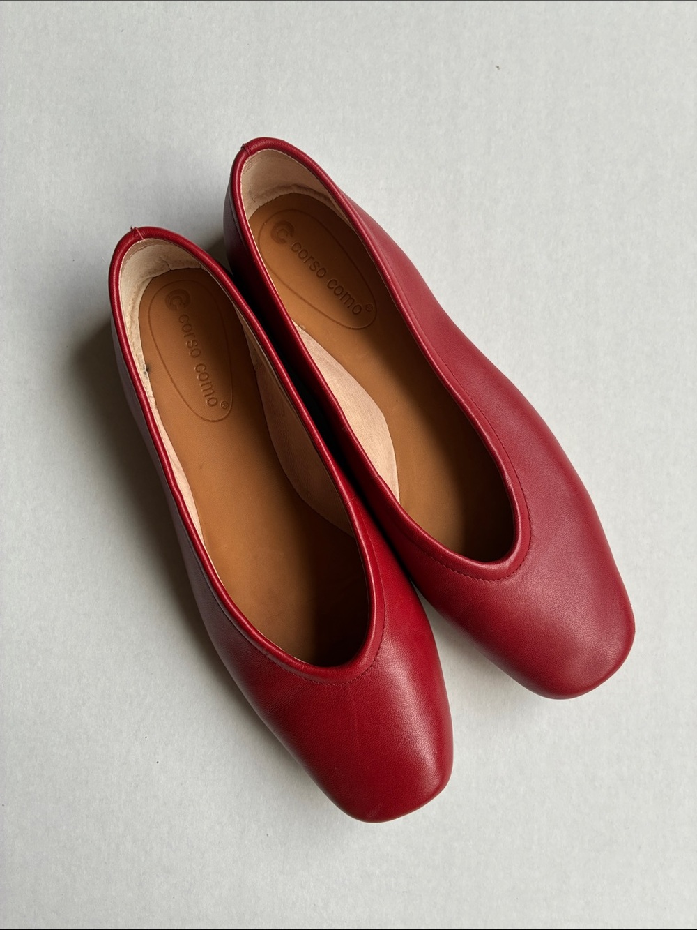 Corso Como Red Leather Ballet Flats